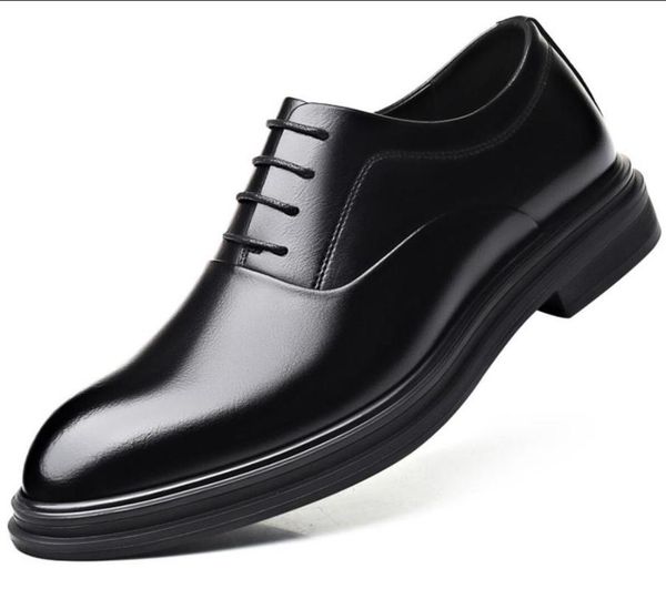 2020 mens dress genuine leather shoes mens loafers genuine leather office formal loafers male wedding shoe, Black