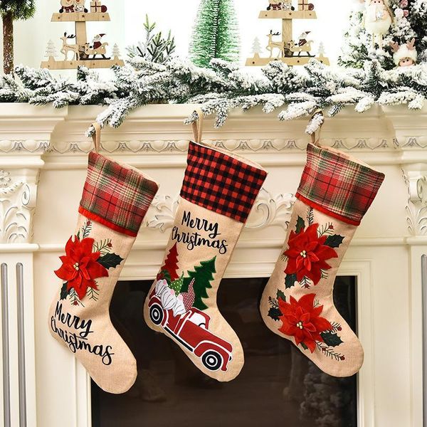 26*46cm red plaid edga christmas party tree hanging decor new year cartoon santa car flower stocking sock kids gift candy bags1
26*46cm red plaid edga christmas party tree hanging decor new year cartoon santa car flower stocking sock kids gift candy bags1