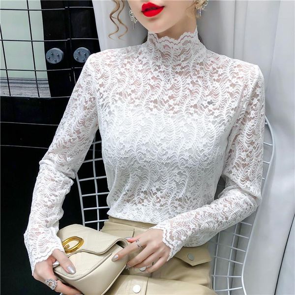 women's blouses & shirts women mesh lace base shirt long sleeve transparent lady spring autumn turleneck undershirts femme, White
women's blouses & shirts women mesh lace base shirt long sleeve transparent lady spring autumn turleneck undershirts femme, White