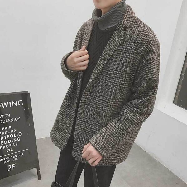 autumn and winter new woolen overcoat medium length loose thousand bird check girl windbreaker coat men's fashion, Tan;black
autumn and winter new woolen overcoat medium length loose thousand bird check girl windbreaker coat men's fashion, Tan;black