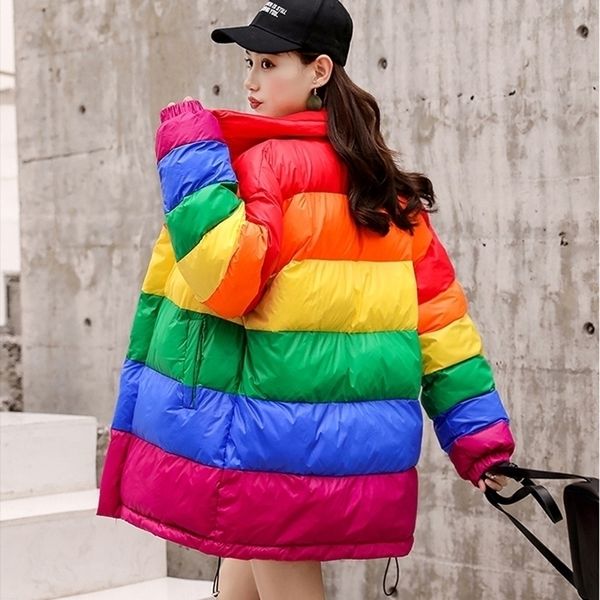 warm down jacket thicken parkas rainbow spliced winter coat loose women cotton jackets streetwear outerwear 201201, Black
warm down jacket thicken parkas rainbow spliced winter coat loose women cotton jackets streetwear outerwear 201201, Black