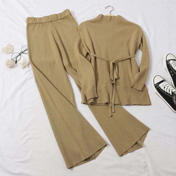new wild half-high collar lace-up split knit age-reducing wide-leg pants temperament two-piece suit t200702, White
new wild half-high collar lace-up split knit age-reducing wide-leg pants temperament two-piece suit t200702, White