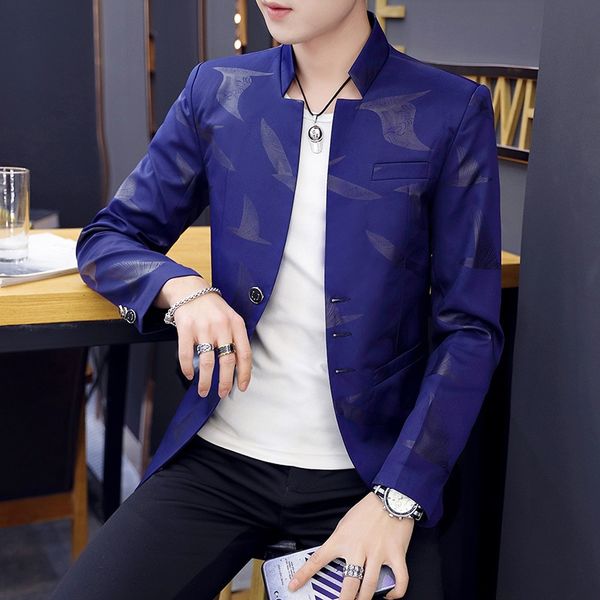 stand collar suit coat coat men's casual man's stand collar small suitstudent's regular coatkorean version of slim young suit, Blue
stand collar suit coat coat men's casual man's stand collar small suitstudent's regular coatkorean version of slim young suit, Blue