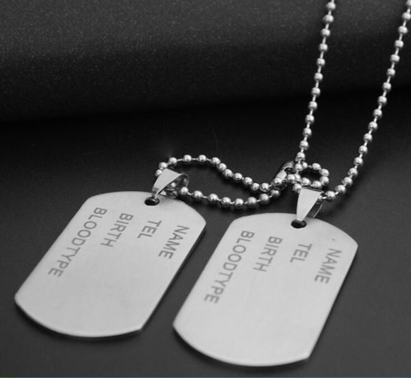 2 pieces/set fashion punk matte army stainless steel blank double dog tag pendant necklace beads chain men's jewelry, Silver
2 pieces/set fashion punk matte army stainless steel blank double dog tag pendant necklace beads chain men's jewelry, Silver