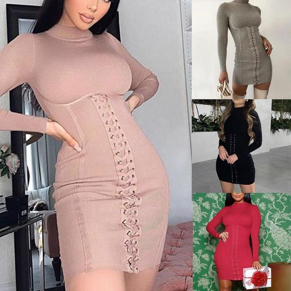 fall winter bodycon bandage women's mini dress solid slim strappy hip package dresses female 2020 new streetwear vestidos, Black;gray
fall winter bodycon bandage women's mini dress solid slim strappy hip package dresses female 2020 new streetwear vestidos, Black;gray
