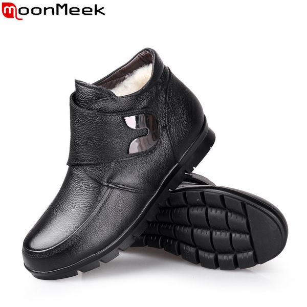 moonmeek 2020 winter genuine leather boots round toe ladies ankle boots women flat with comfortable keep warm wool snow, Black
moonmeek 2020 winter genuine leather boots round toe ladies ankle boots women flat with comfortable keep warm wool snow, Black