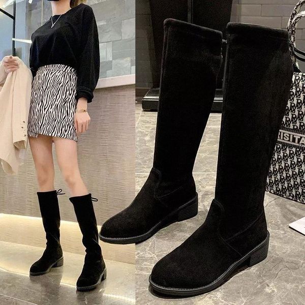 over the knee boots women's 2020 autumn and winter new wild flat elastic long boots 5050 high flock thin #at3m, Black 
over the knee boots women's 2020 autumn and winter new wild flat elastic long boots 5050 high flock thin #at3m, Black