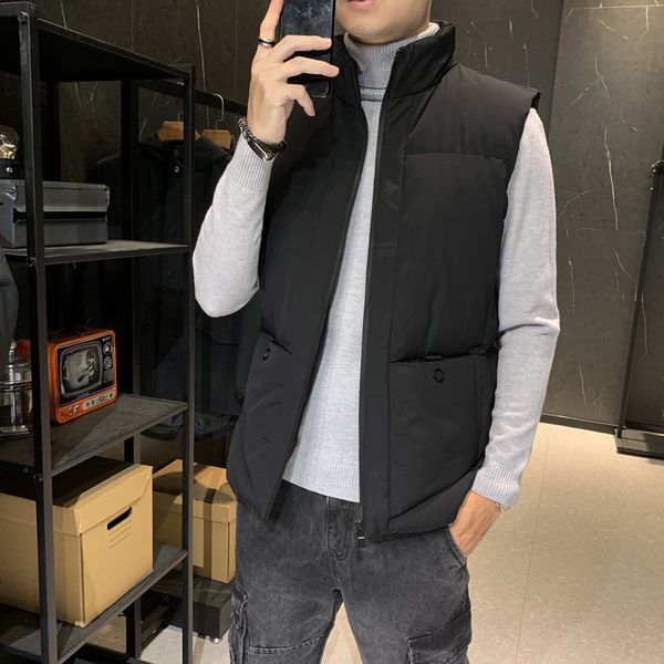 2020 autumn and new korean fashion cotton handsome vest men's winter coat, Black;white
2020 autumn and new korean fashion cotton handsome vest men's winter coat, Black;white