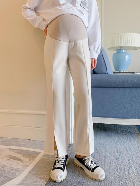 maternity bottoms pregnant women loose casual pants tide mother wear fashion micro horn foot open fork trousers adjustable belly, White
maternity bottoms pregnant women loose casual pants tide mother wear fashion micro horn foot open fork trousers adjustable belly, White