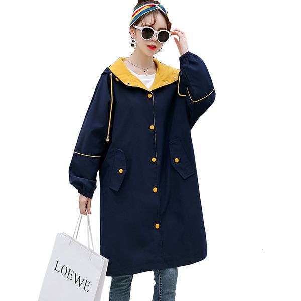 plus size spring 2020 new loose trench coat women's western style korean medium long sleeve hooded overcoat, Tan;black
plus size spring 2020 new loose trench coat women's western style korean medium long sleeve hooded overcoat, Tan;black