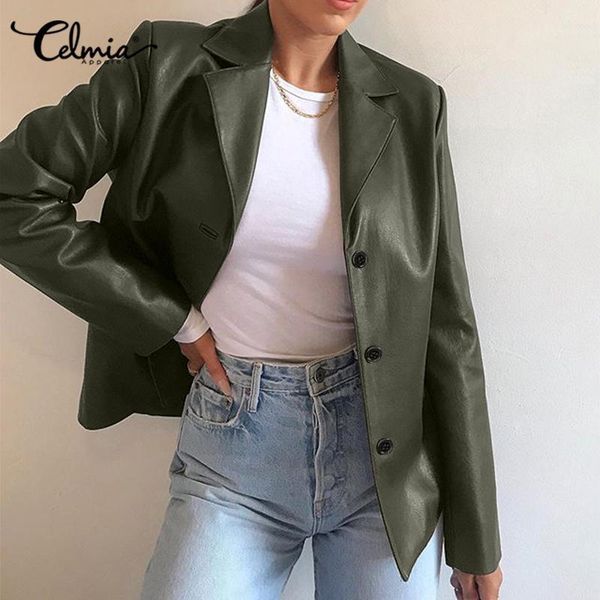women's vintage blazers 2020 celmia autumn long sleeve casual pu leather jackets fashion suit collar solid outerwear work coats1, White;black
women's vintage blazers 2020 celmia autumn long sleeve casual pu leather jackets fashion suit collar solid outerwear work coats1, White;black