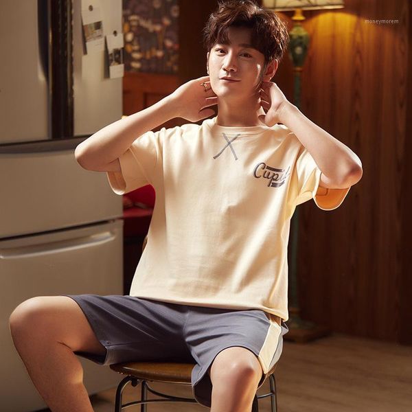 pajamas male summer pure cotton thin students men tracksuit short sleeved shorts suit korean-style youth pullover1, Black;brown
pajamas male summer pure cotton thin students men tracksuit short sleeved shorts suit korean-style youth pullover1, Black;brown