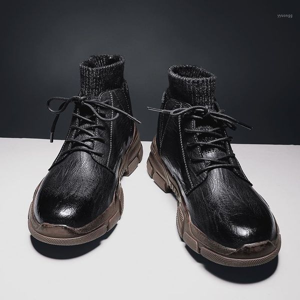 boots fall / winter 2021 high-men's brock england style laced flocking rubber ankle shoes1, Black
boots fall / winter 2021 high-men's brock england style laced flocking rubber ankle shoes1, Black