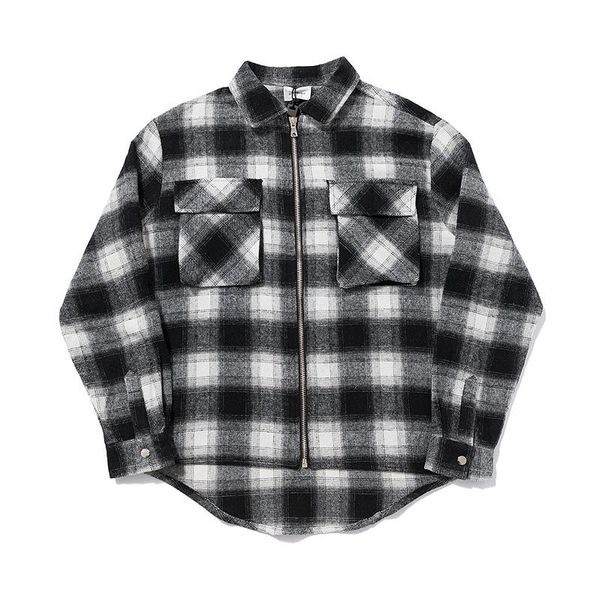 2020 autumn and winter new askyurself customized high-end flannel plaid zipper shirt, White;black
2020 autumn and winter new askyurself customized high-end flannel plaid zipper shirt, White;black