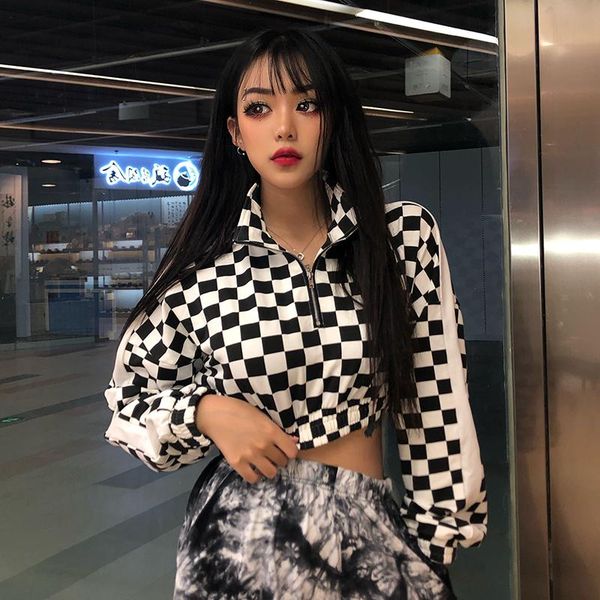 women's jackets plaid checkered zipper jacket women long sleeve cropped short coat female biker bomber casual outerwear feminino overco, Black;brown
women's jackets plaid checkered zipper jacket women long sleeve cropped short coat female biker bomber casual outerwear feminino overco, Black;brown