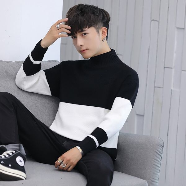 men turtleneck cotton pullover autumn winter warm soft long sleeve comfortable patchwork clothes knitted casual hombre sweater 201026, White;black
men turtleneck cotton pullover autumn winter warm soft long sleeve comfortable patchwork clothes knitted casual hombre sweater 201026, White;black