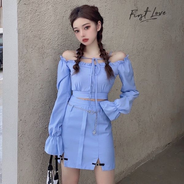 autumn 2020 new long sleeve short one line collar + split skirt two piece fashion suit for women
autumn 2020 new long sleeve short one line collar + split skirt two piece fashion suit for women