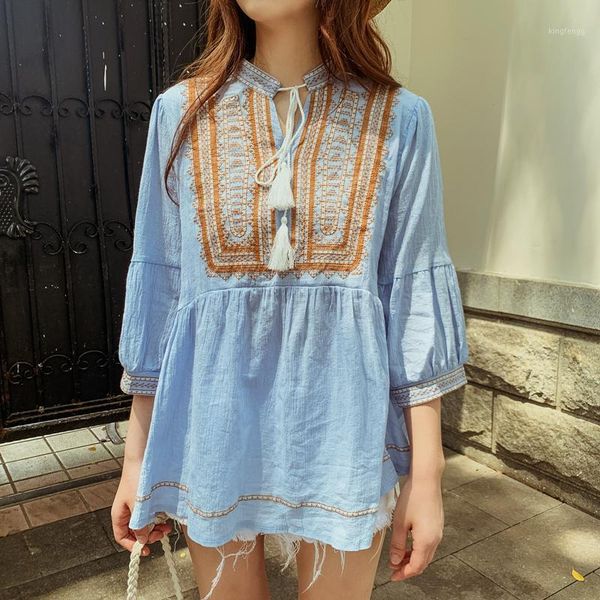 video scene shooting bohemia national wind heavy embroidery tassel with cotton blouse shirt the doll1, White
video scene shooting bohemia national wind heavy embroidery tassel with cotton blouse shirt the doll1, White