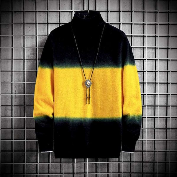 men's sweaters autumn and winter imitation mink velvet fashion trend high neck knit warm color block sweater men, White;black
men's sweaters autumn and winter imitation mink velvet fashion trend high neck knit warm color block sweater men, White;black