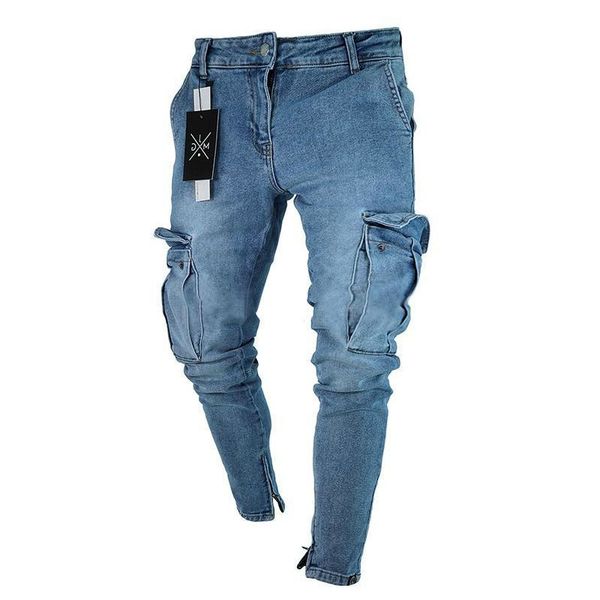 street clothing multi-pocket slim fit motorcycle jeans men's pencil fashion casual cotton european style pants, Black
street clothing multi-pocket slim fit motorcycle jeans men's pencil fashion casual cotton european style pants, Black