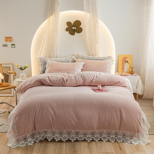 luxury pink yellow green winter warm velvet fleece princess girl bedding set white lace duvet cover flat/fitted sheet pillowcase1
luxury pink yellow green winter warm velvet fleece princess girl bedding set white lace duvet cover flat/fitted sheet pillowcase1