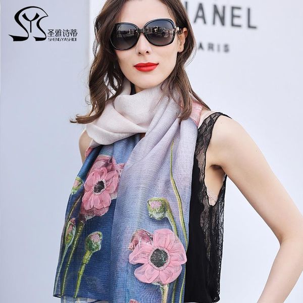 scarves 2021 three-dimensional nail flower shawl wool scarf hand-printed silk, Blue;gray
scarves 2021 three-dimensional nail flower shawl wool scarf hand-printed silk, Blue;gray