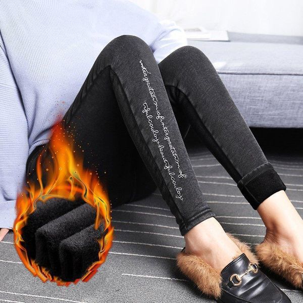 women plus size autumn winter thick velvet embroidery letters pant imitation jeans stretch warm pencil tassel pants pocket, Black
women plus size autumn winter thick velvet embroidery letters pant imitation jeans stretch warm pencil tassel pants pocket, Black