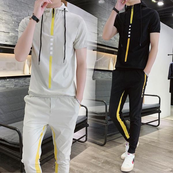 summer new hooded short-sleeved t-shirt pants suit men's t-shirt student sports leisure two-piece suit for men, Gray
summer new hooded short-sleeved t-shirt pants suit men's t-shirt student sports leisure two-piece suit for men, Gray