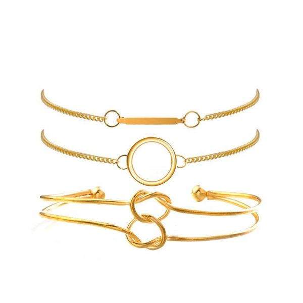 3 pcs/set metal gold bracelets set circle knot long pole round circle women ladies bangles friendship jewelry gift, Black
3 pcs/set metal gold bracelets set circle knot long pole round circle women ladies bangles friendship jewelry gift, Black