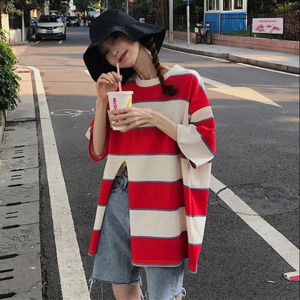 xka5y 2020 student loose stripe short t-shirt net women's red medium length summer sleeve underpantst-shirt underpantsbottom coat g23, White
xka5y 2020 student loose stripe short t-shirt net women's red medium length summer sleeve underpantst-shirt underpantsbottom coat g23, White