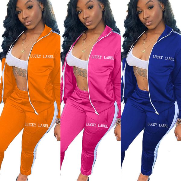 women lucky lable letters tracksuit embroidery zipper coat high collar jacket and legging pants outfit two piece clothing sportwear g12201, White
women lucky lable letters tracksuit embroidery zipper coat high collar jacket and legging pants outfit two piece clothing sportwear g12201, White