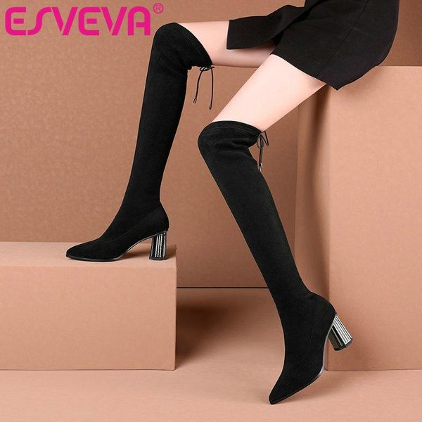 esveva 2021 western zipper square high heel flock+pu over the knee boots platform pointed toe women boots shoes size 34-42, Black
esveva 2021 western zipper square high heel flock+pu over the knee boots platform pointed toe women boots shoes size 34-42, Black