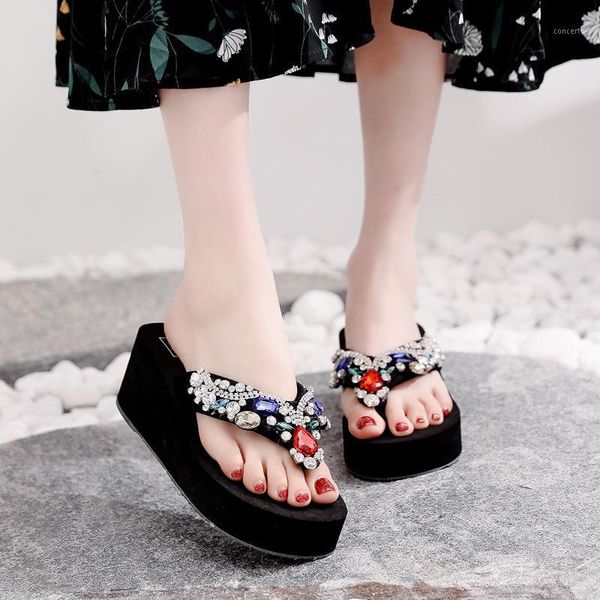 slippers 2021 summer women flip flops diamond daily women's bohemia beach shoes thick bottom wedge rhinestone sandals 41 421, Black
slippers 2021 summer women flip flops diamond daily women's bohemia beach shoes thick bottom wedge rhinestone sandals 41 421, Black