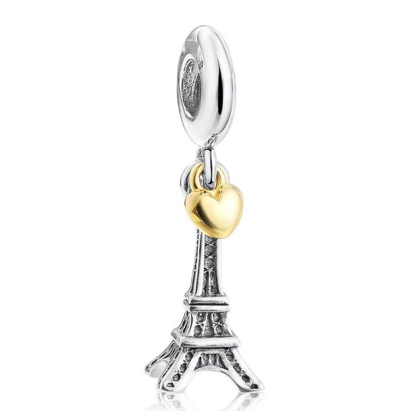new authentic 925 sterling silver golden heart eiffel tower charm pendant beads fit european bracelet bangle for women diy fashion jewelry, Black 
new authentic 925 sterling silver golden heart eiffel tower charm pendant beads fit european bracelet bangle for women diy fashion jewelry, Black