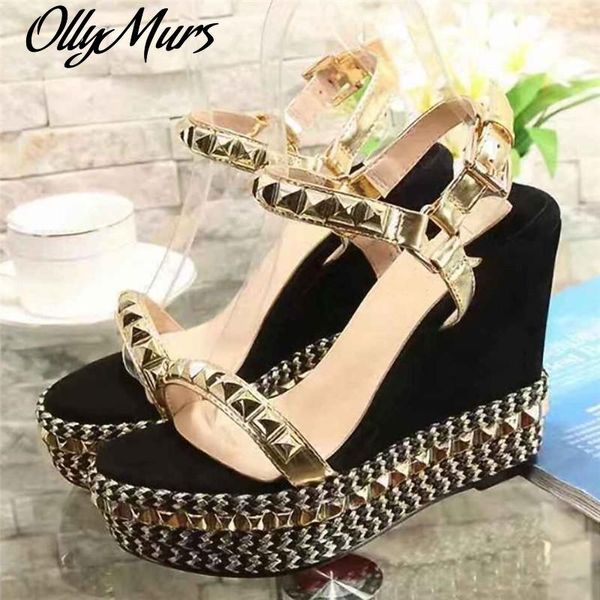 golden spikes real leather sandals women luxury design wedge high heels shoes women platform shoes, Black
golden spikes real leather sandals women luxury design wedge high heels shoes women platform shoes, Black