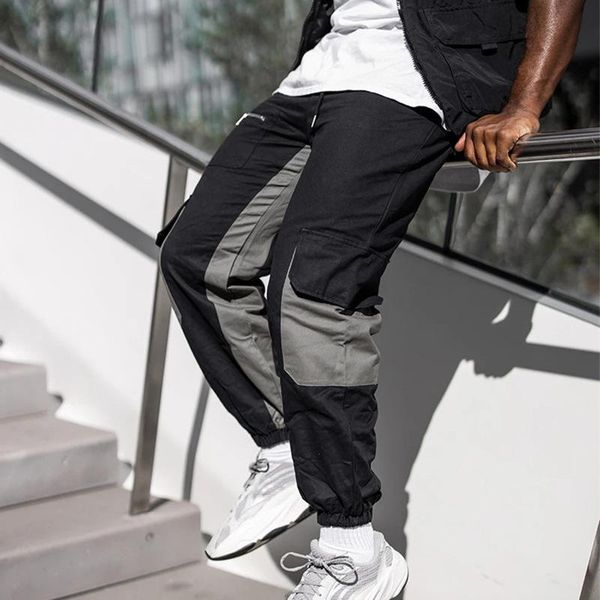 muscular men overalls sub-street fashion spell color big pocket casual trousers woven movement pants joggers cargo pants men, Black
muscular men overalls sub-street fashion spell color big pocket casual trousers woven movement pants joggers cargo pants men, Black