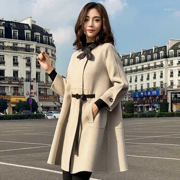 women woolen coat women long section korean 2020 autumn winter new loose cloak tartan parka loose retro outerwear w2291, Black
women woolen coat women long section korean 2020 autumn winter new loose cloak tartan parka loose retro outerwear w2291, Black