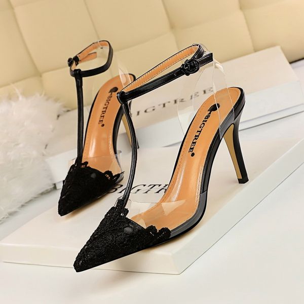 2021 new korean-style evening shoes clear barefoot lace pointed toe-t-belt sandals heels zde1, Black
2021 new korean-style evening shoes clear barefoot lace pointed toe-t-belt sandals heels zde1, Black