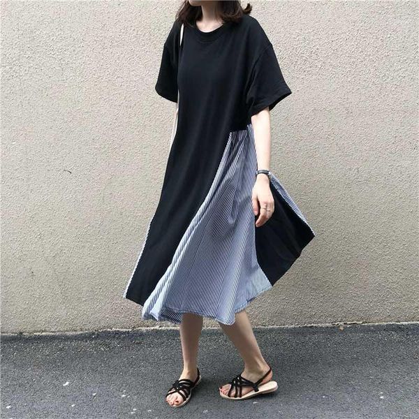 amolapha women irregular striped patchwork casual dresses summer fashion loose dress vestidos1, Black;gray
amolapha women irregular striped patchwork casual dresses summer fashion loose dress vestidos1, Black;gray