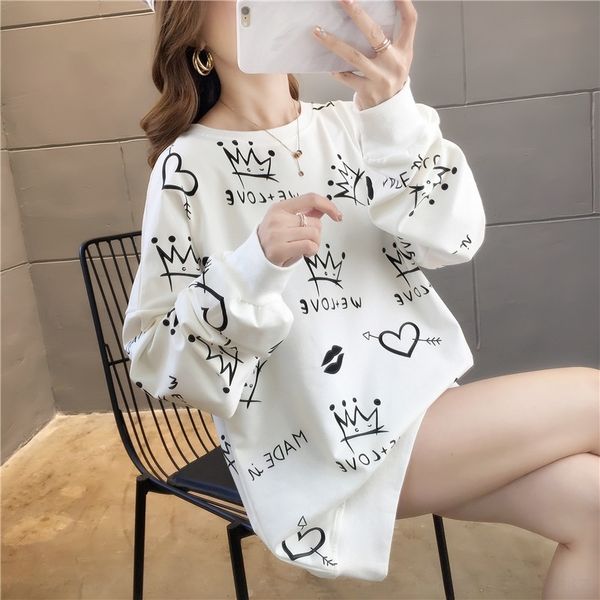 0xsl9 large loose student women's t-shirt sleeve long spring and autumn thin t-shirt sweater sweater medium women's fat mm aglcr, Black
0xsl9 large loose student women's t-shirt sleeve long spring and autumn thin t-shirt sweater sweater medium women's fat mm aglcr, Black