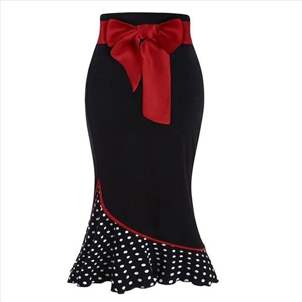 christmas evening skirt fashion elegant gothic women polka dot ruffle mermaid skirt bow sashes stretchy waistline skrit, Black
christmas evening skirt fashion elegant gothic women polka dot ruffle mermaid skirt bow sashes stretchy waistline skrit, Black