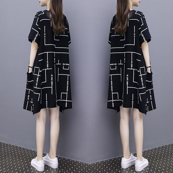 women's dress 2019 summer new korean style fashionable printed large size skirt aline skirt mid-length loose slimming aline dress 6vrr5, Black;gray
women's dress 2019 summer new korean style fashionable printed large size skirt aline skirt mid-length loose slimming aline dress 6vrr5, Black;gray
