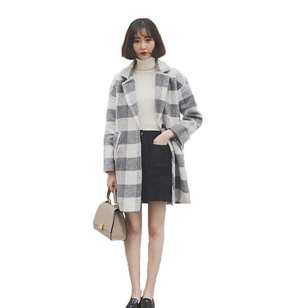 women's wool & blends england style long winter fashion coats single button blend coat and jacket turn-down collar femenino, Black
women's wool & blends england style long winter fashion coats single button blend coat and jacket turn-down collar femenino, Black