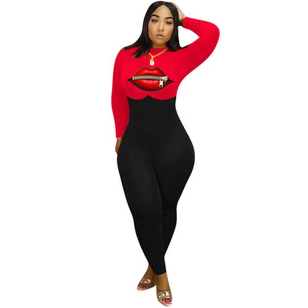 women lip pattern rompers fashion trend long sleeve round neck trousers jumpsuits clothing winter female new sports casual slim rompers, Black;white
women lip pattern rompers fashion trend long sleeve round neck trousers jumpsuits clothing winter female new sports casual slim rompers, Black;white