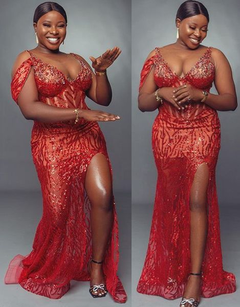 2022 plus size arabic aso ebi red sparkly mermaid prom dresses beaded sheer neck evening formal party second reception birthday engagement g, Black
2022 plus size arabic aso ebi red sparkly mermaid prom dresses beaded sheer neck evening formal party second reception birthday engagement g, Black