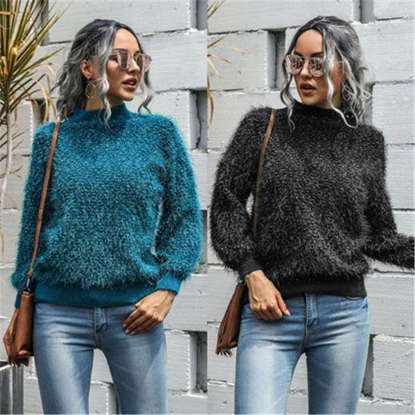 sweater fashion trend half high collar lantern sleeve loose knit designer female autumn new casual tassel sweaters ladies bright silk, White;black 
sweater fashion trend half high collar lantern sleeve loose knit designer female autumn new casual tassel sweaters ladies bright silk, White;black