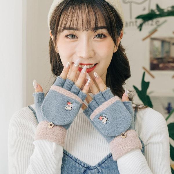 winter gloves knitted flip gloves warm wool flip flocking warm knitted half-finger for gril and women, Blue;gray
winter gloves knitted flip gloves warm wool flip flocking warm knitted half-finger for gril and women, Blue;gray