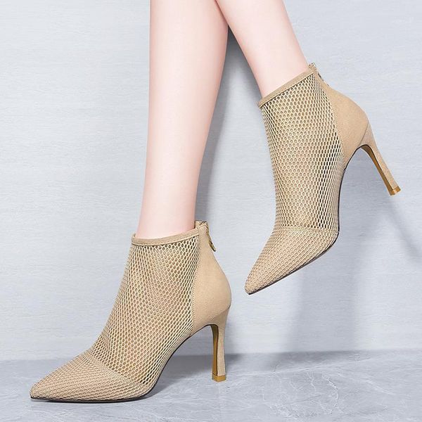 2021 spring and summer boots sandals women high heels pumps breathable mesh pointed toe zipper ankle boots1, Black
2021 spring and summer boots sandals women high heels pumps breathable mesh pointed toe zipper ankle boots1, Black