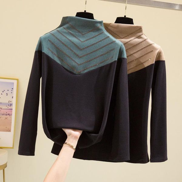 women's blouses & shirts coigarsam 4xl plus size patchwork blouse women upset add wool turtleneck blusas womens and khaki green 6816, White
women's blouses & shirts coigarsam 4xl plus size patchwork blouse women upset add wool turtleneck blusas womens and khaki green 6816, White