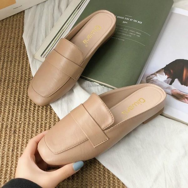 slippers 2021 women's pu outdoor shoes flat muller fashion solid leather zapatillas mujer, Black
slippers 2021 women's pu outdoor shoes flat muller fashion solid leather zapatillas mujer, Black